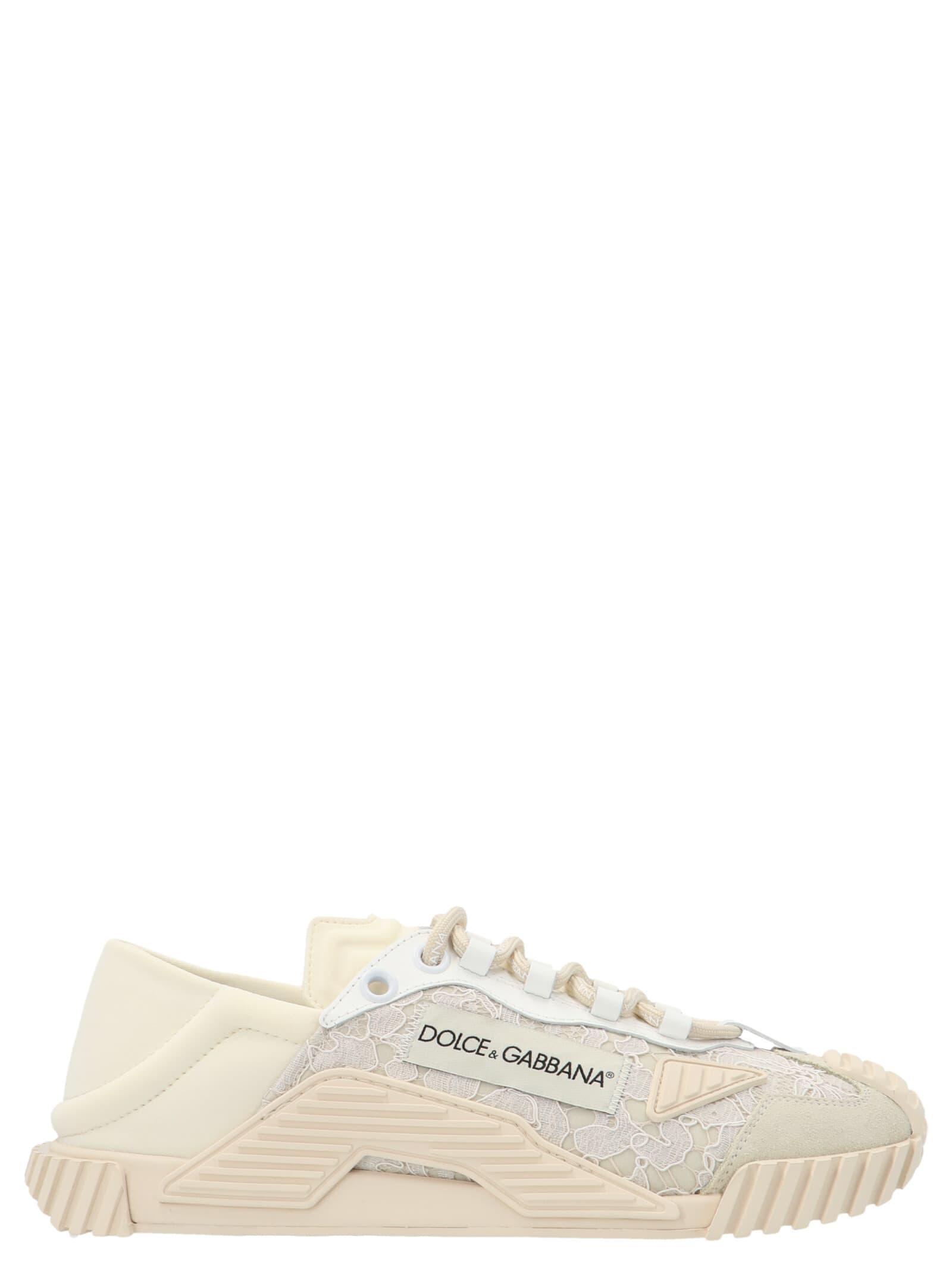 DOLCE & GABBANA Natural Lace Sneakers Product Image