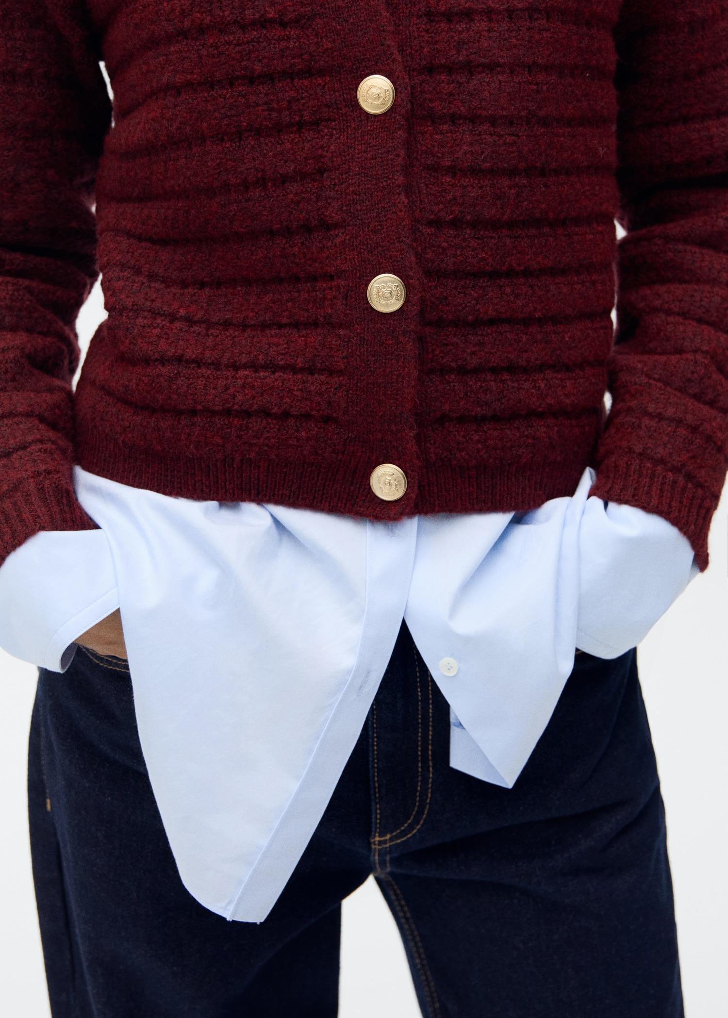 Knitted jacket with openwork details - Women | MANGO USA Product Image