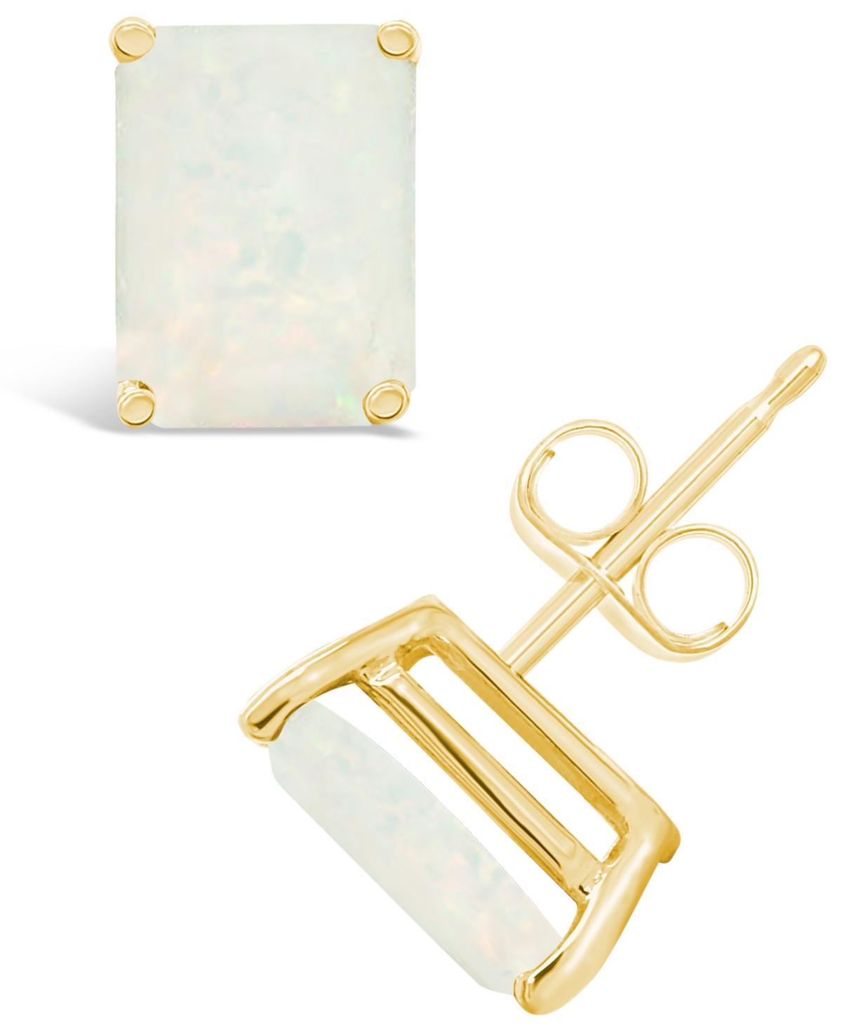 Celebration Gems 14k Gold Emerald Cut Opal Stud Earrings, Womens Product Image