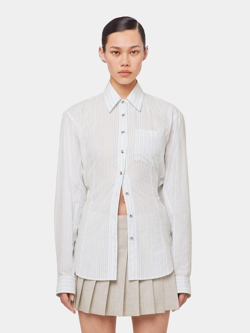 WHITE STRIPED SHIRT IN COTTON POPLIN Product Image