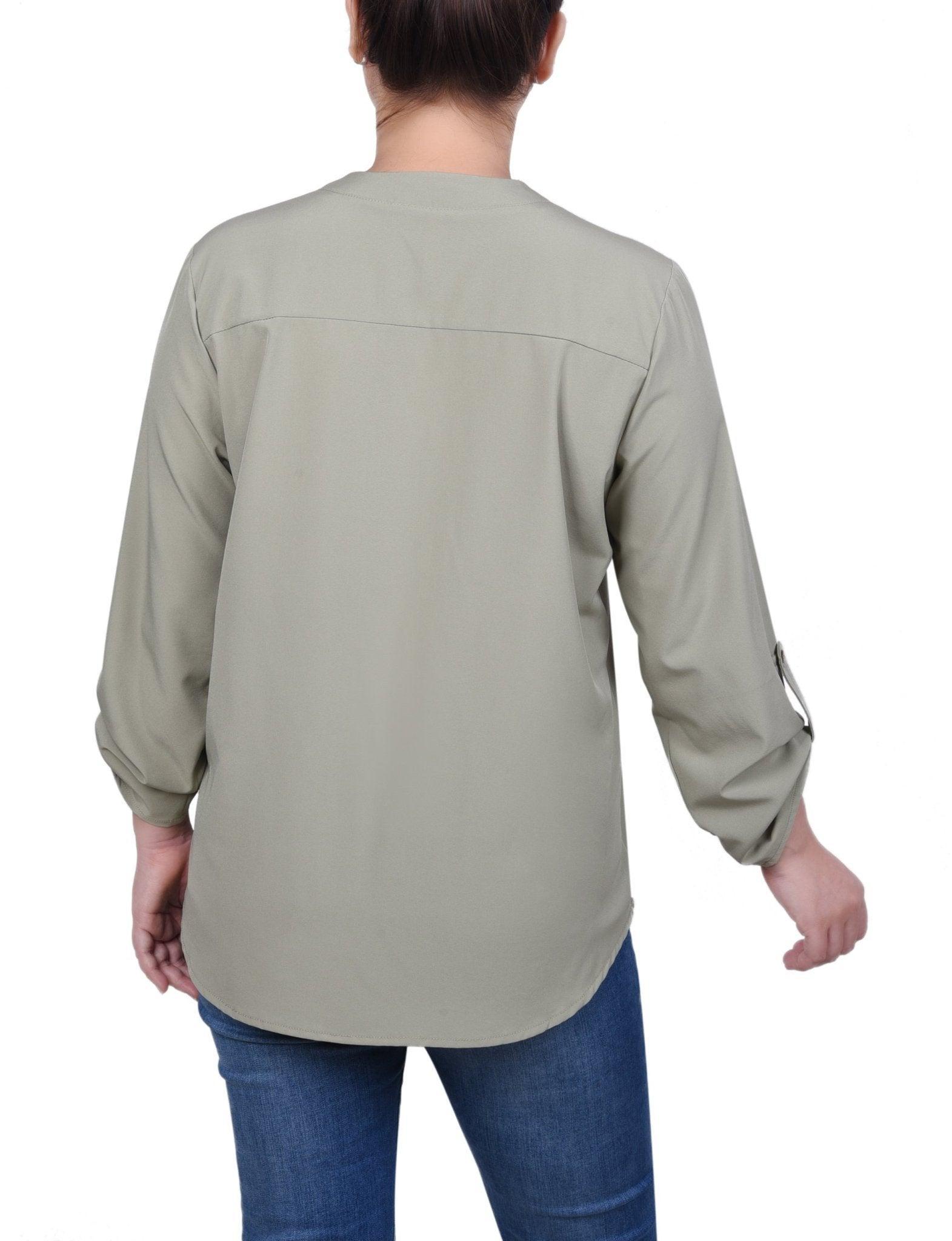 Roll Tab Sleeve Blouse with Pockets - Petite Product Image