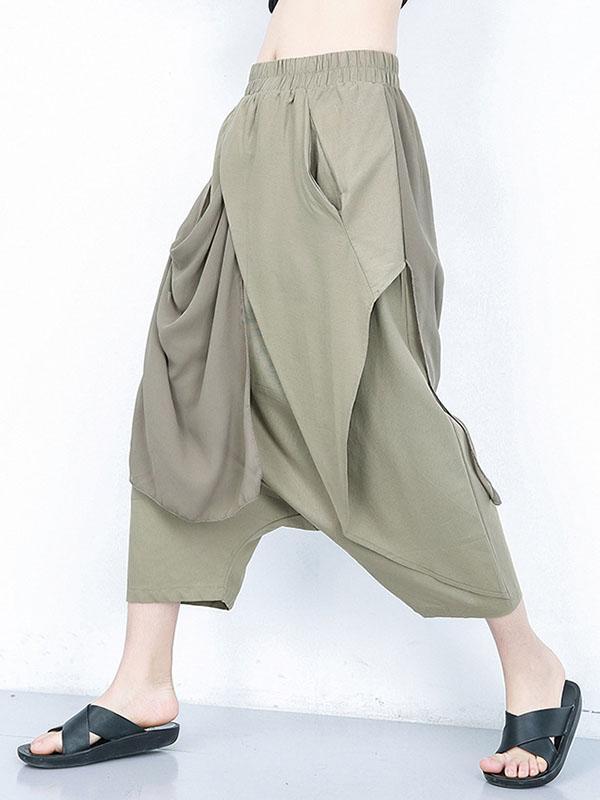Harem Pants Loose Pleated Solid Color Ninth Pants Product Image