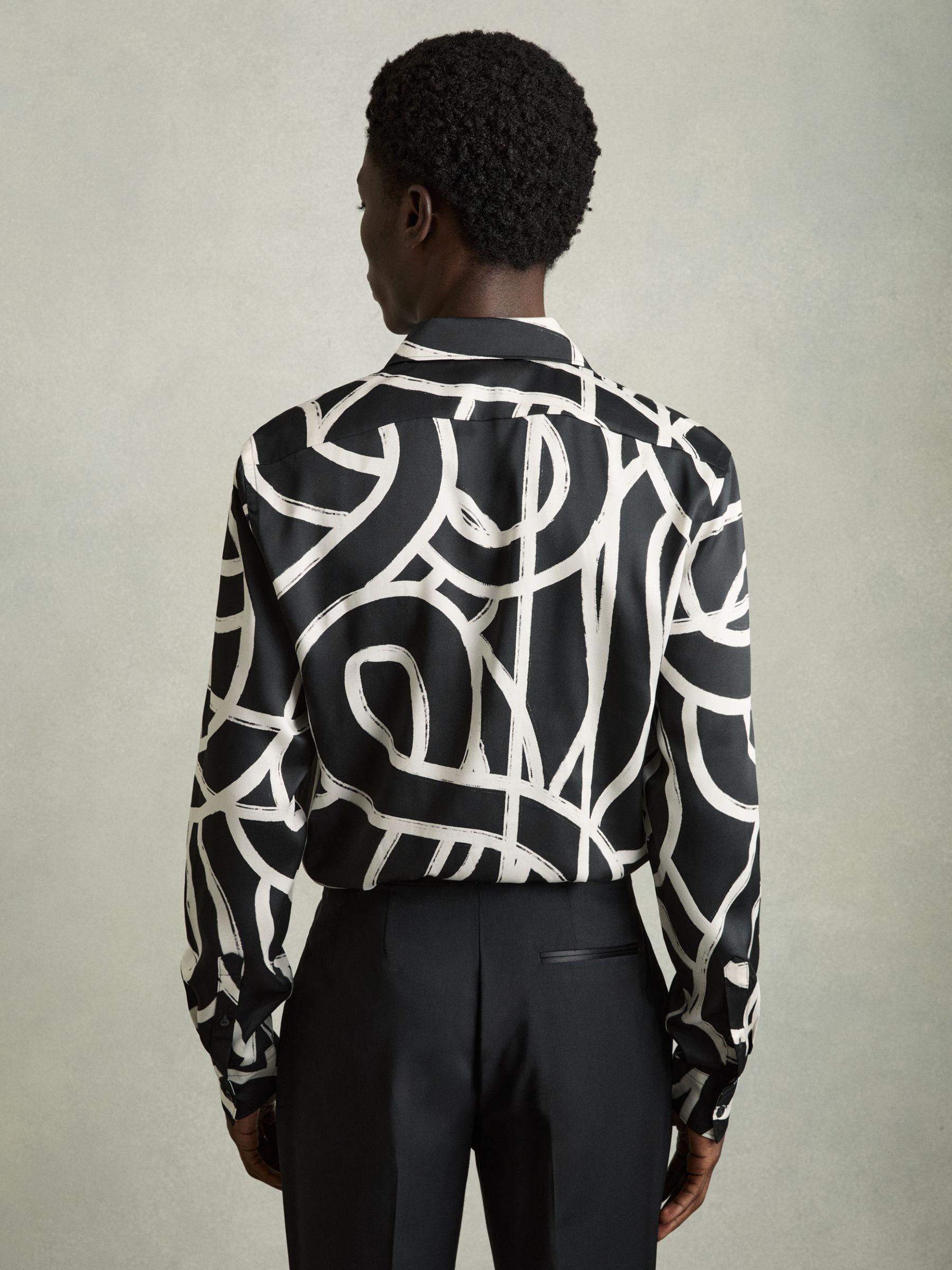 Abstract Painted Print Shirt in Black/White Product Image