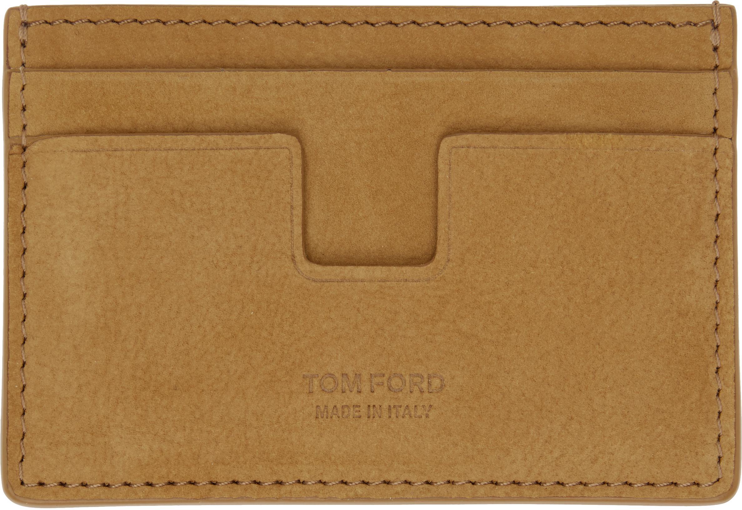 TOM FORD Tan Nubuck Classic Card Holder In Brown Product Image