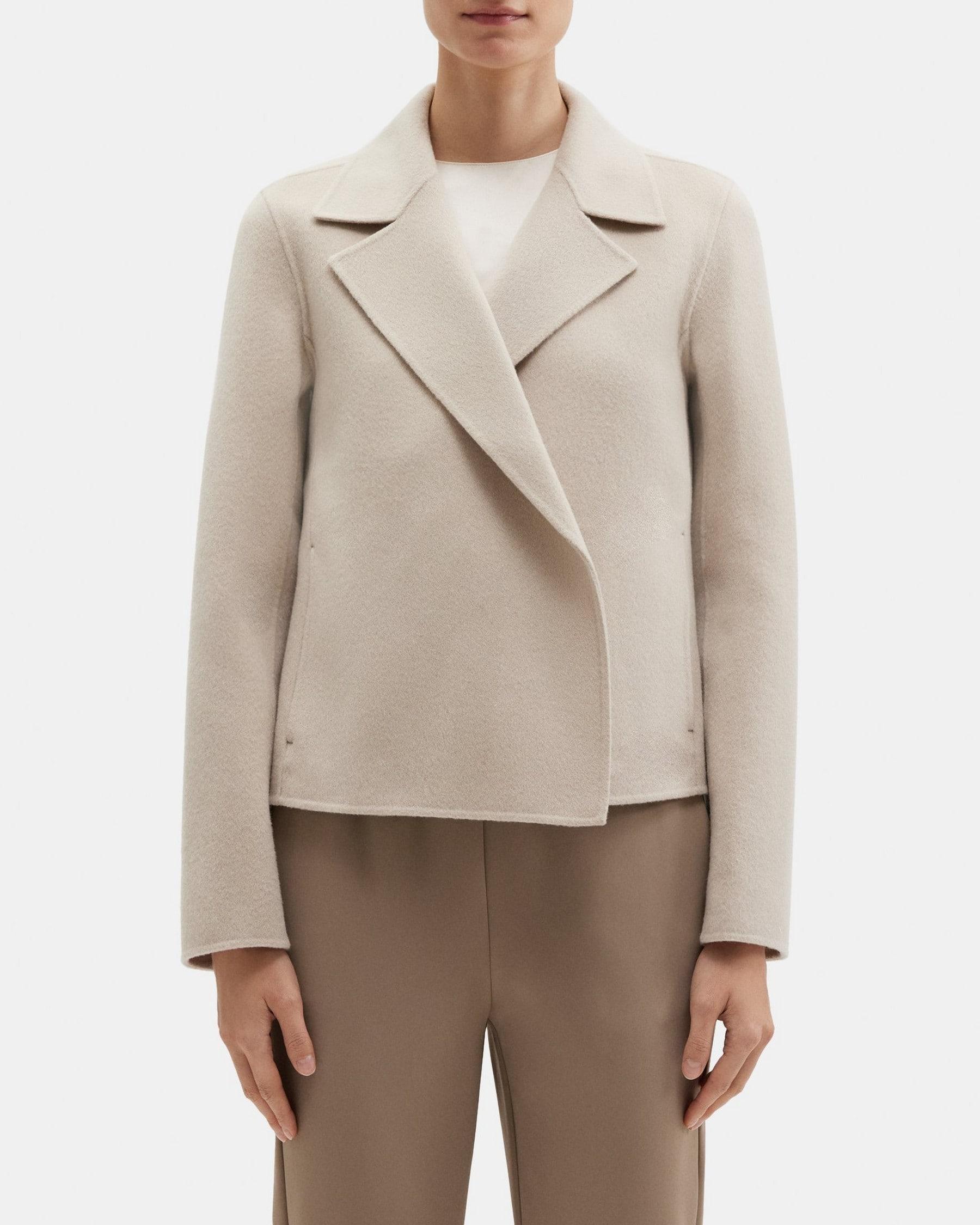 Cropped Open Front Jacket in Double-Face Wool-Cashmere Product Image