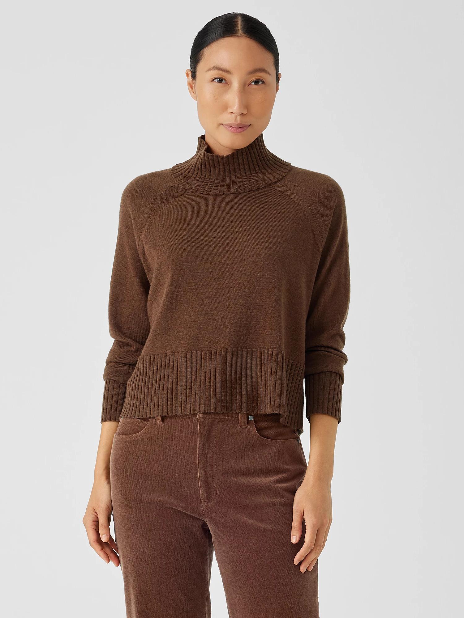 Merino Jersey Turtleneck Top in Regenerative Wool Product Image