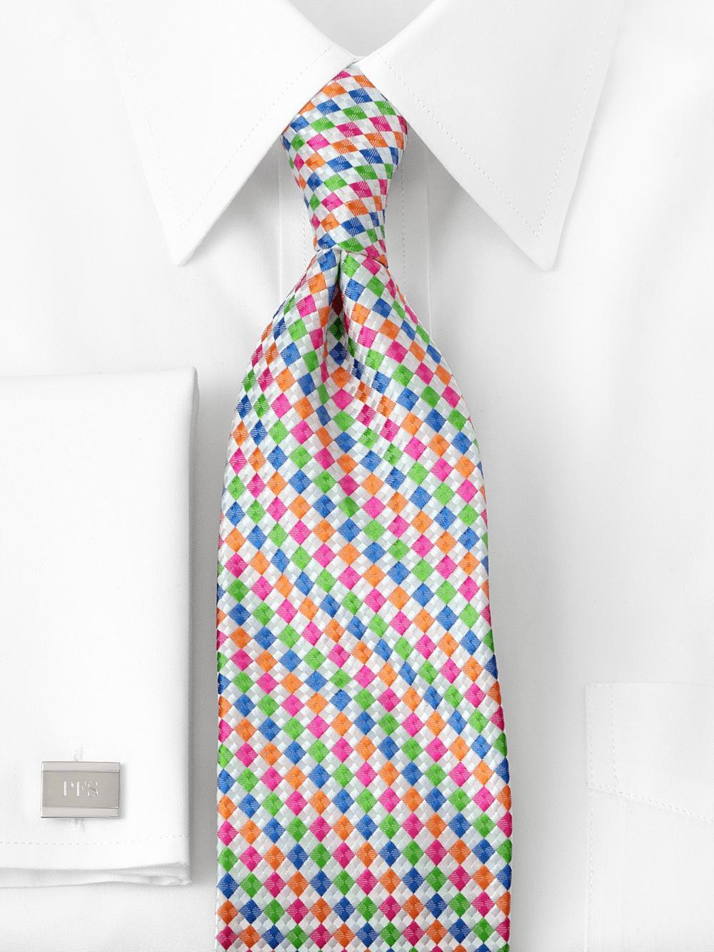 Geometric Woven Silk Tie - Multi Product Image