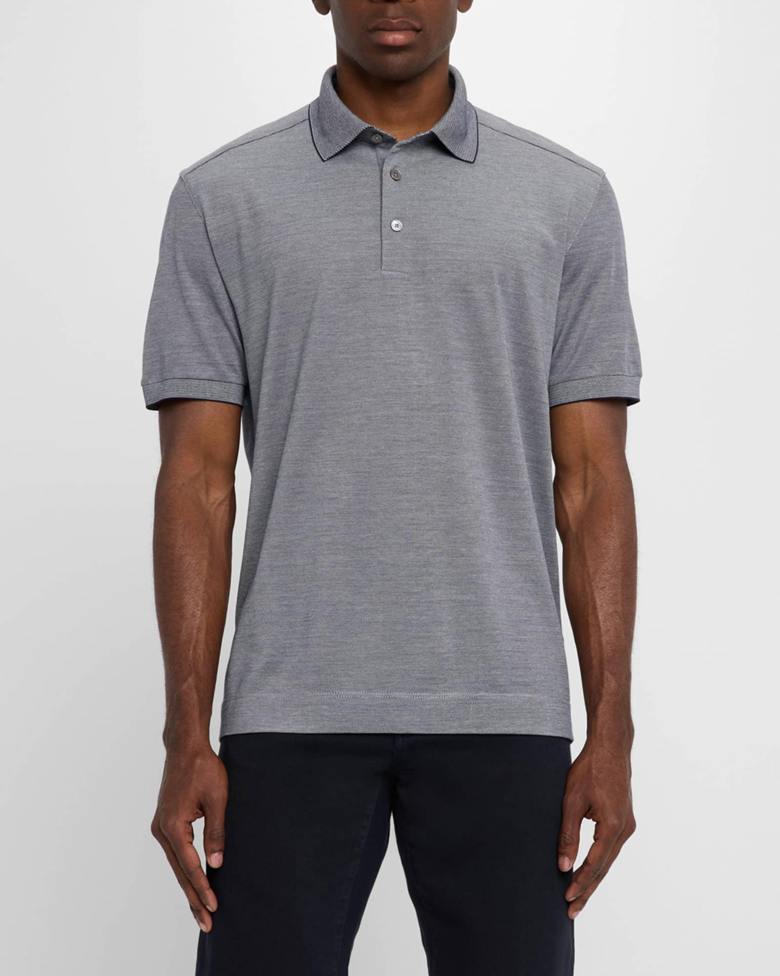 Men's Melange Cotton and Silk Polo Shirt Product Image