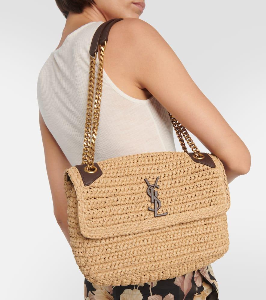 SAINT LAURENT Niki Medium Raffia Shoulder Bag In Beige Product Image