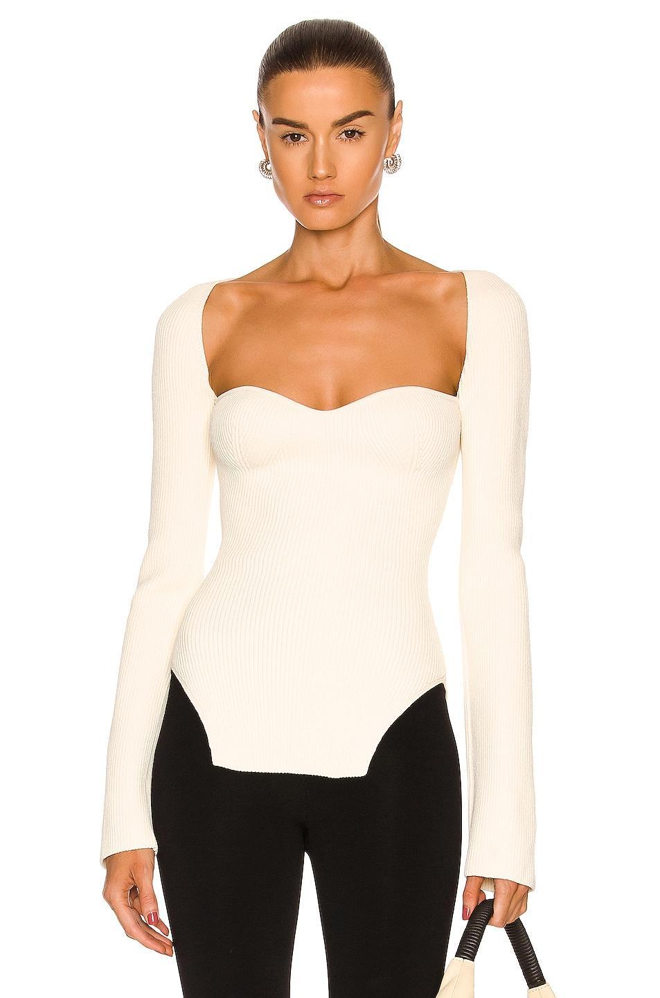 Womens Maddy Rib-Knit Long-Sleeve Bodysuit Product Image