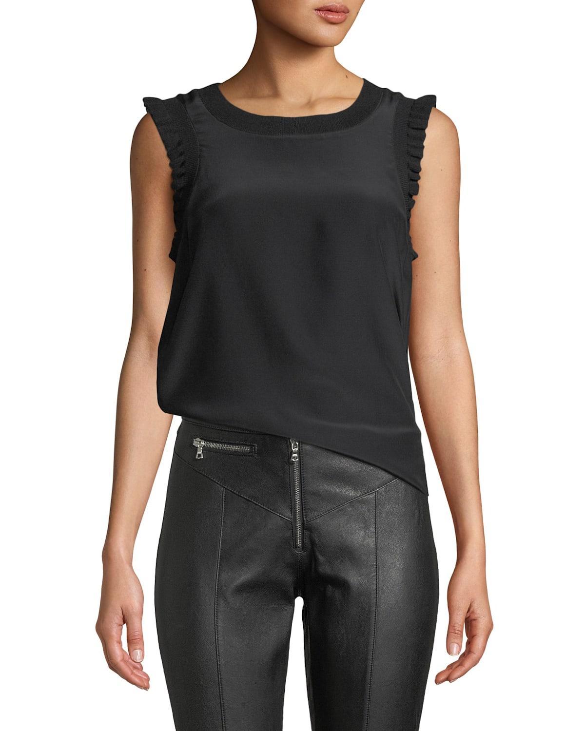 Tous Les Jours Lenore Crewneck Sleeveless Silk Top Product Image