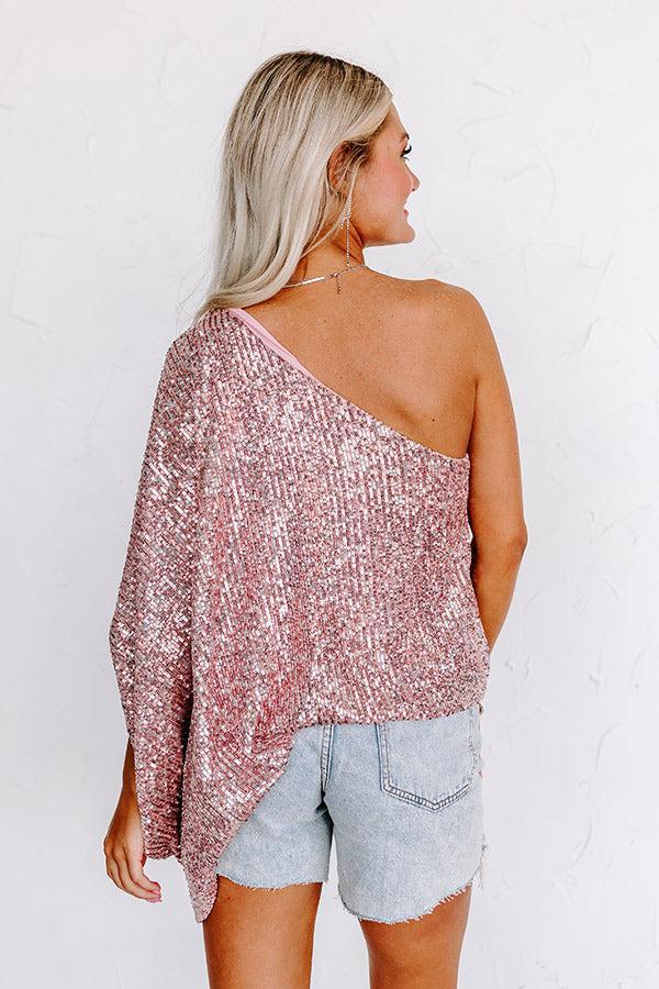 Middle Of The Night Sequin Top In Pink Product Image