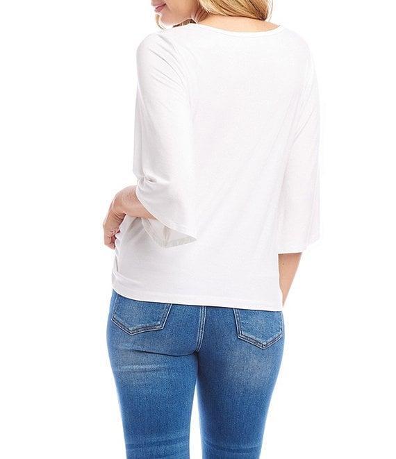 Karen Kane Boat Neck 3/4 Flare Sleeve Twist Hem Top Product Image