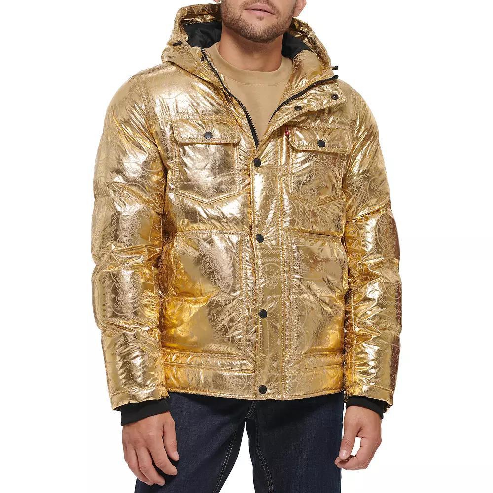 Men's Levi's® Heavyweight Hooded Puffer Jacket, Size: Medium, Gold Bandana Product Image