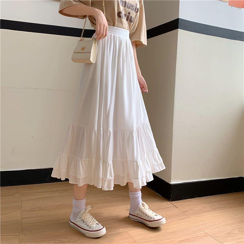 Tiered Midi A-Line Skirt Product Image