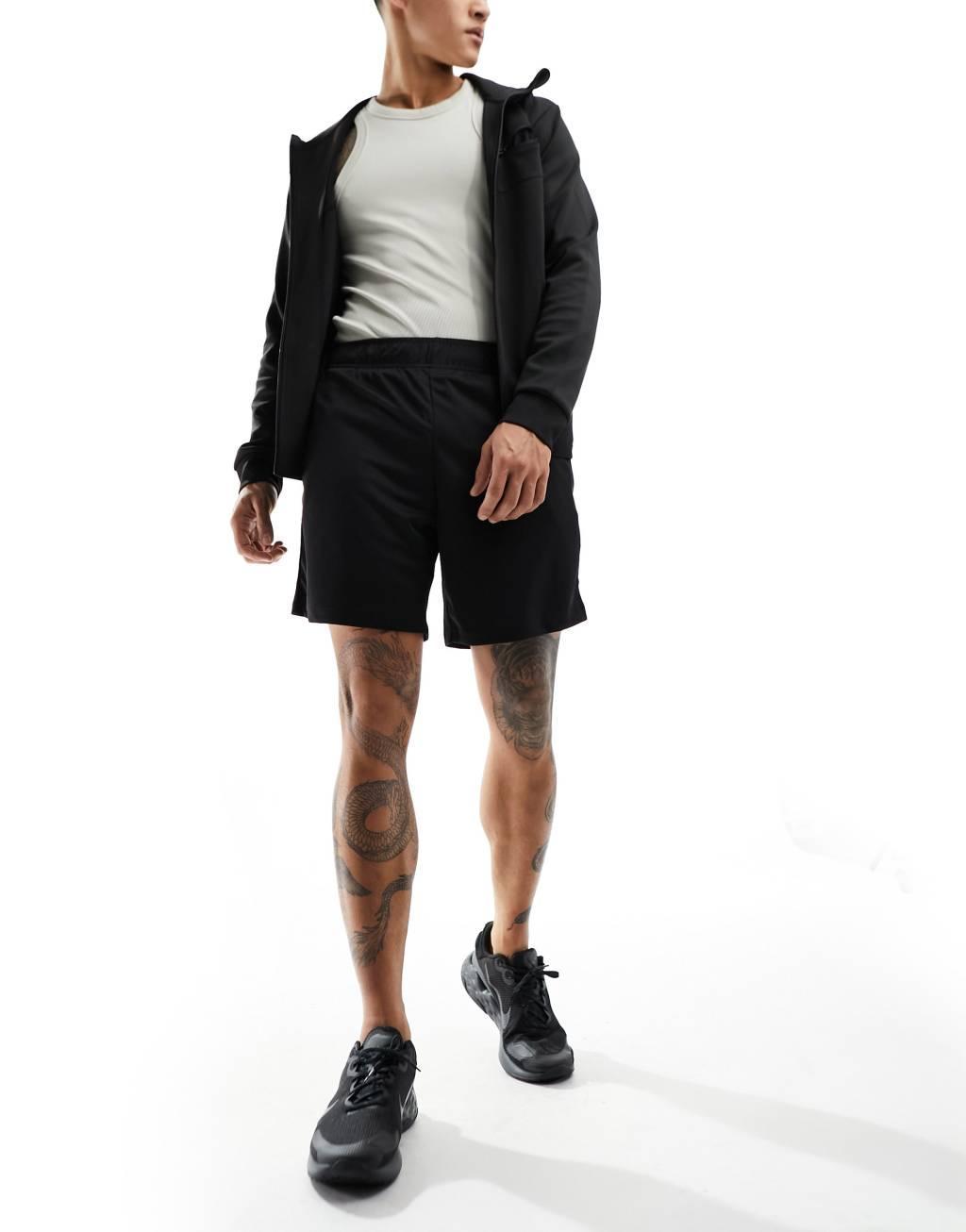 ASOS 4505 longline 10 inch shorts in mesh fabric in black Product Image