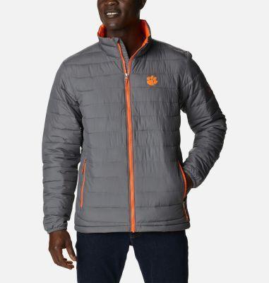 Mens Columbia Gray Clemson Tigers Powder Lite Omni-Heat Reflective Full-Zip Jacket Product Image