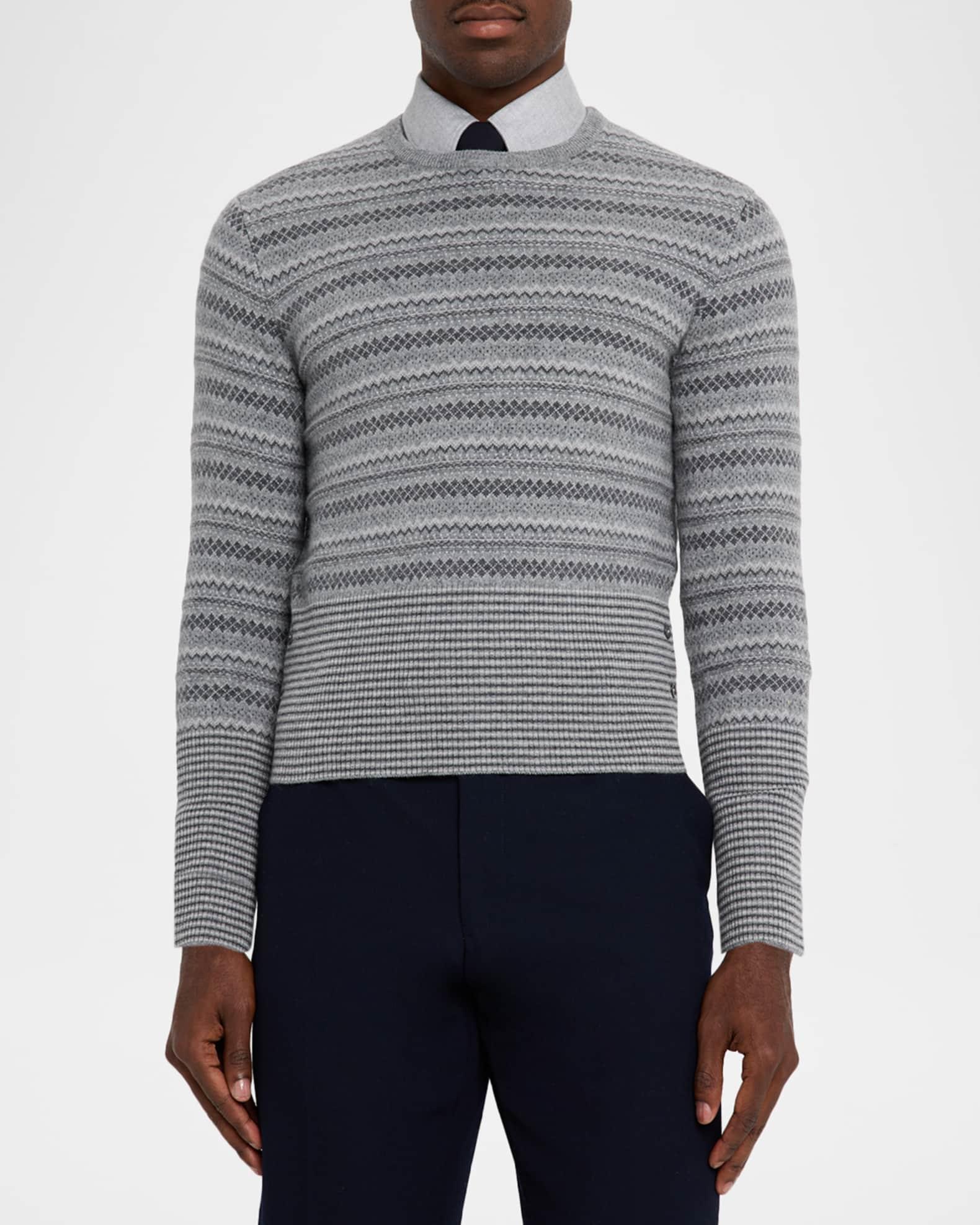 Men's Cashmere Jacquard Multi-Stripe Crewneck Sweater Product Image