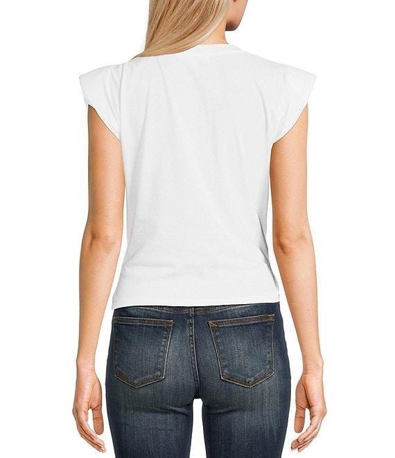 Vigoss Shoulder Pad Faux Wrap Top Product Image