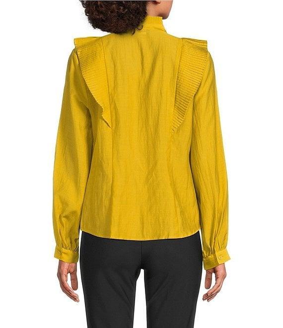 KARL LAGERFELD PARIS Chiffon Ruffle Collar Long Sleeve Button Down Blouse Product Image