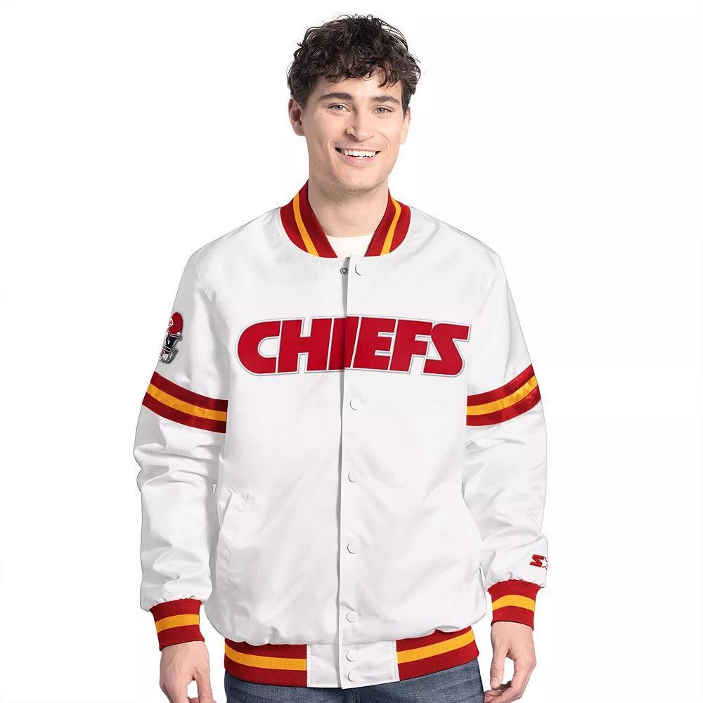 Men's Starter  White Kansas City Chiefs Scout Full-Snap Varsity Jacket, Size: Medium Product Image
