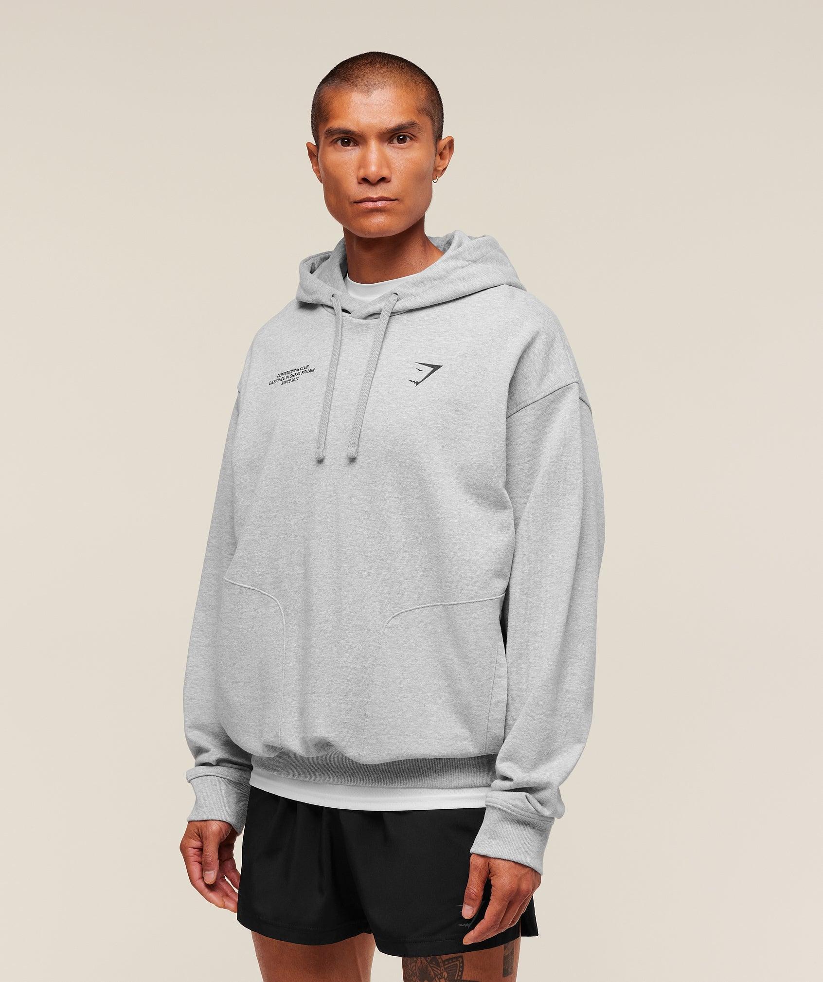 Gymshark Conditioning Club Hoodie - Light Grey Core Marl Male Product Image