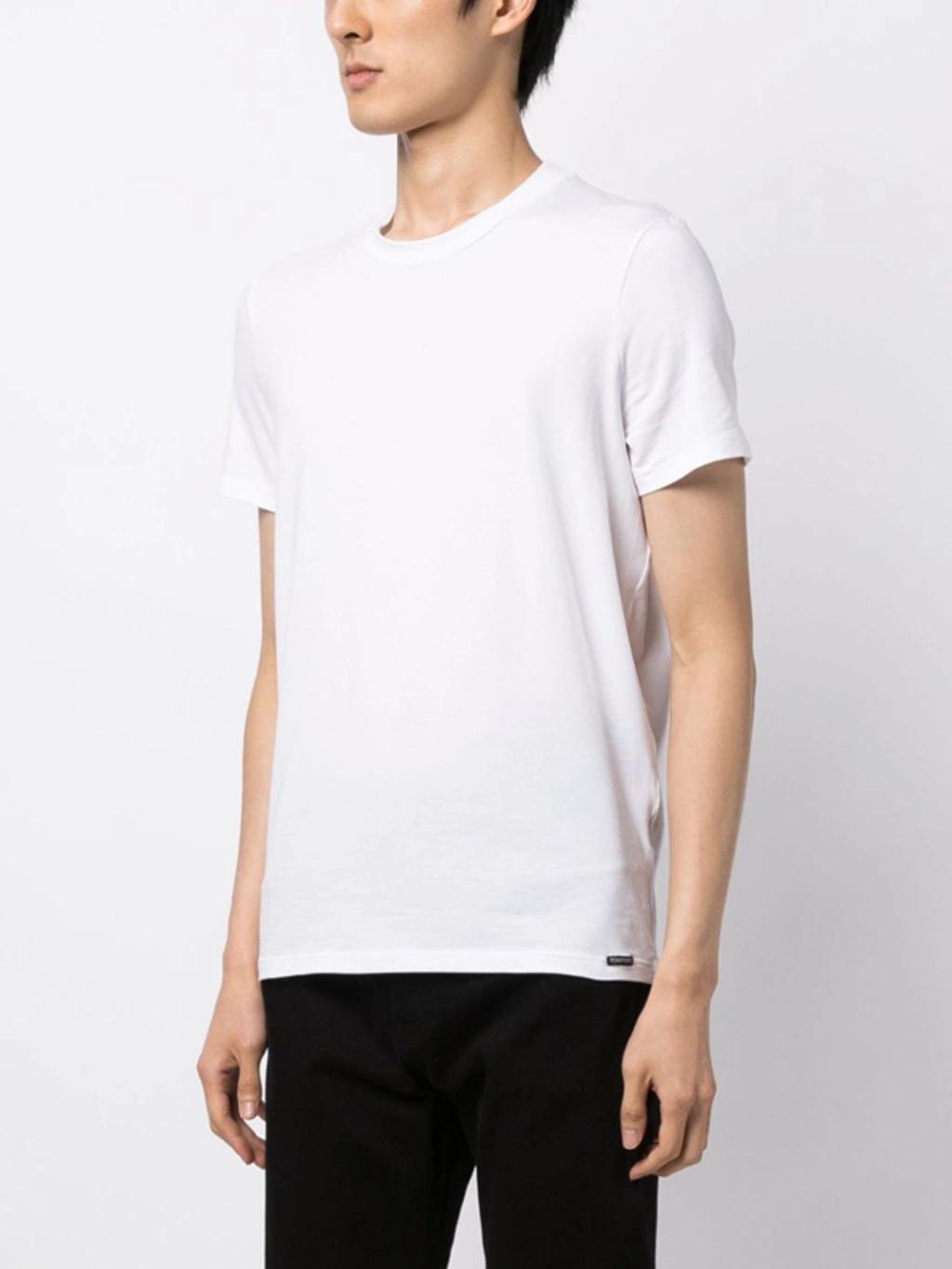 TOM FORD Placed Rib Slim-fit Lyocell And Cotton-blend T-shirt In Neutrals Product Image