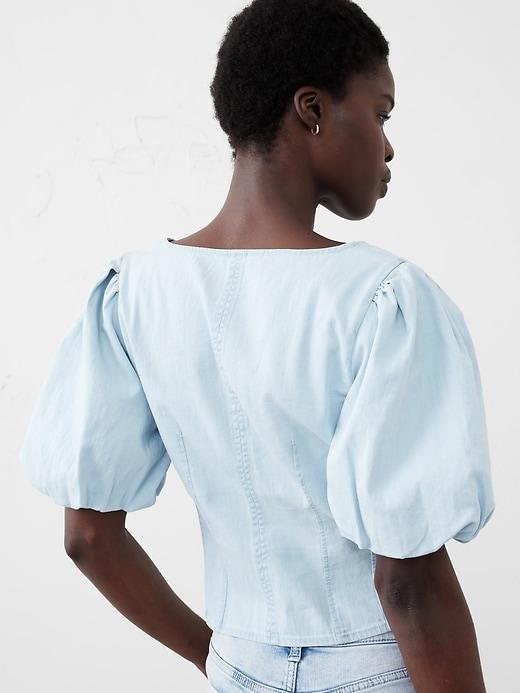Bubble-Sleeve Seamed Top Product Image