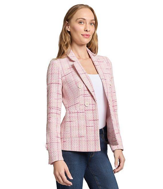 Jones New York Tweed Notch Lapel Long Sleeve Open Front Jacket Product Image
