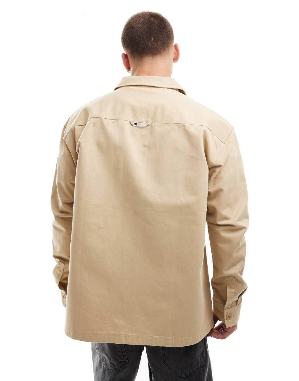 Tommy Jeans essential overshirt in beige Product Image