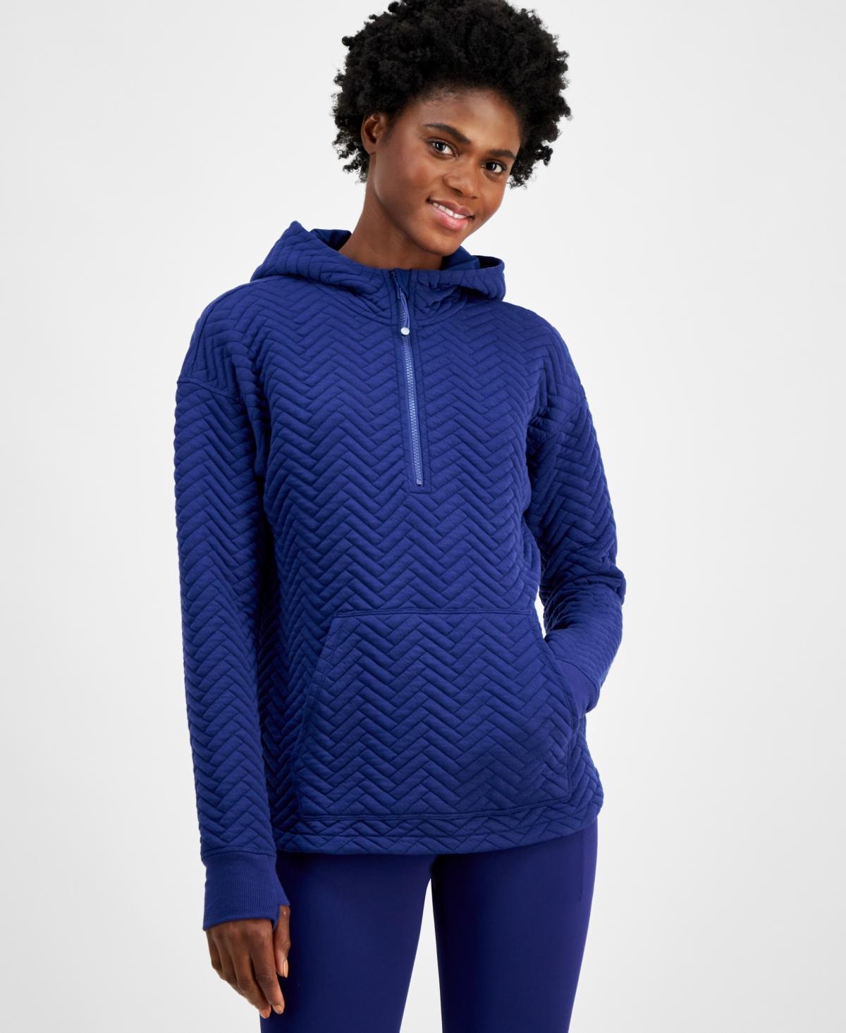 Id Ideology Womens Relaxed Quilted Quarter-Zip Hoodie, Created for Macys Product Image