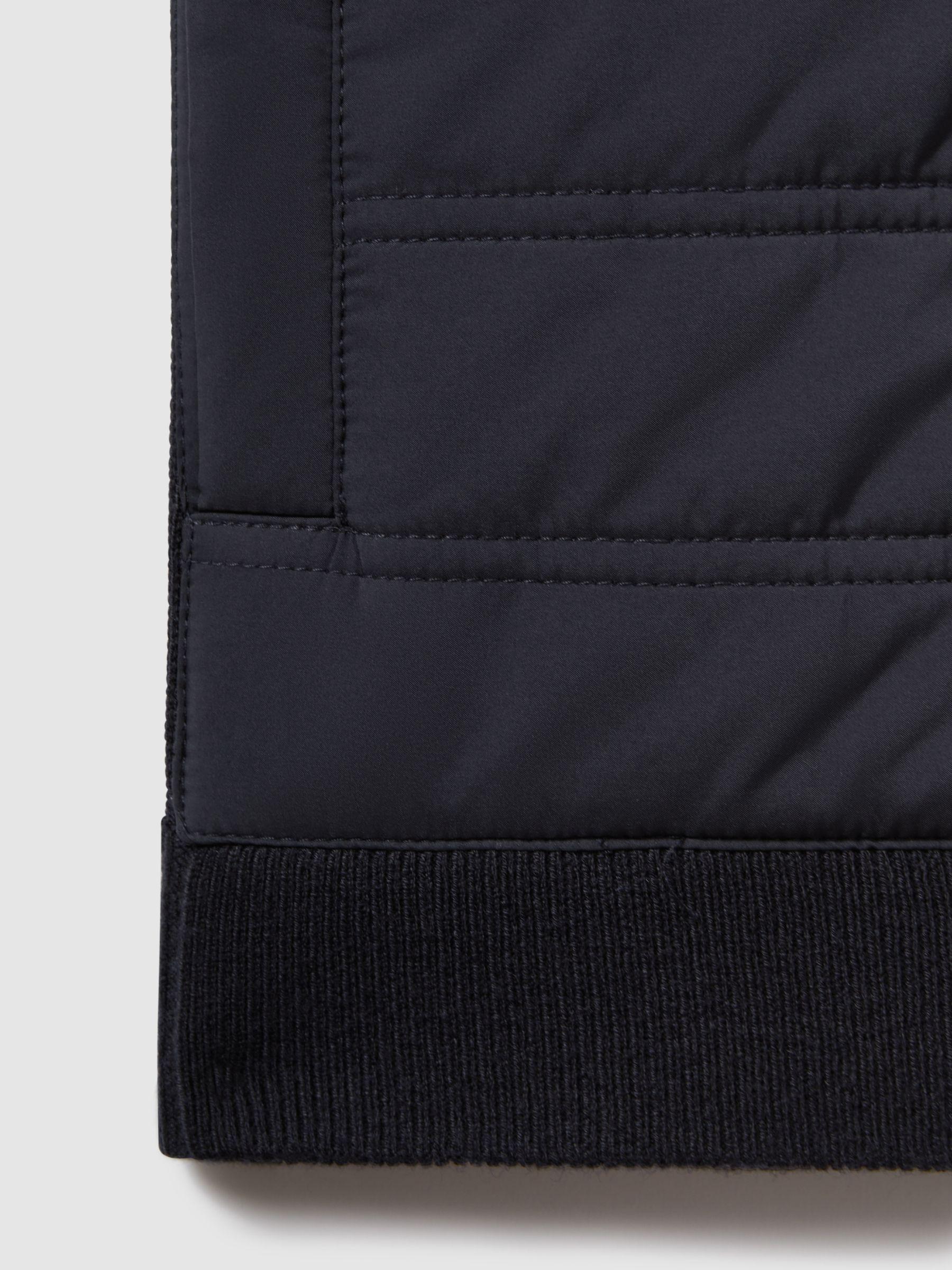 Hybrid Quilt and Knit Zip-Through Gilet in Navy Product Image