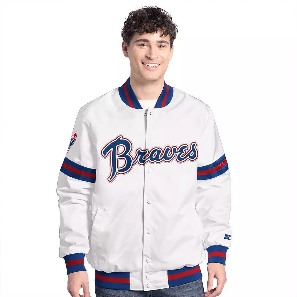 Men's Starter White Atlanta Braves Cooperstown Scout Full-Snap Varsity Jacket,  Product Image