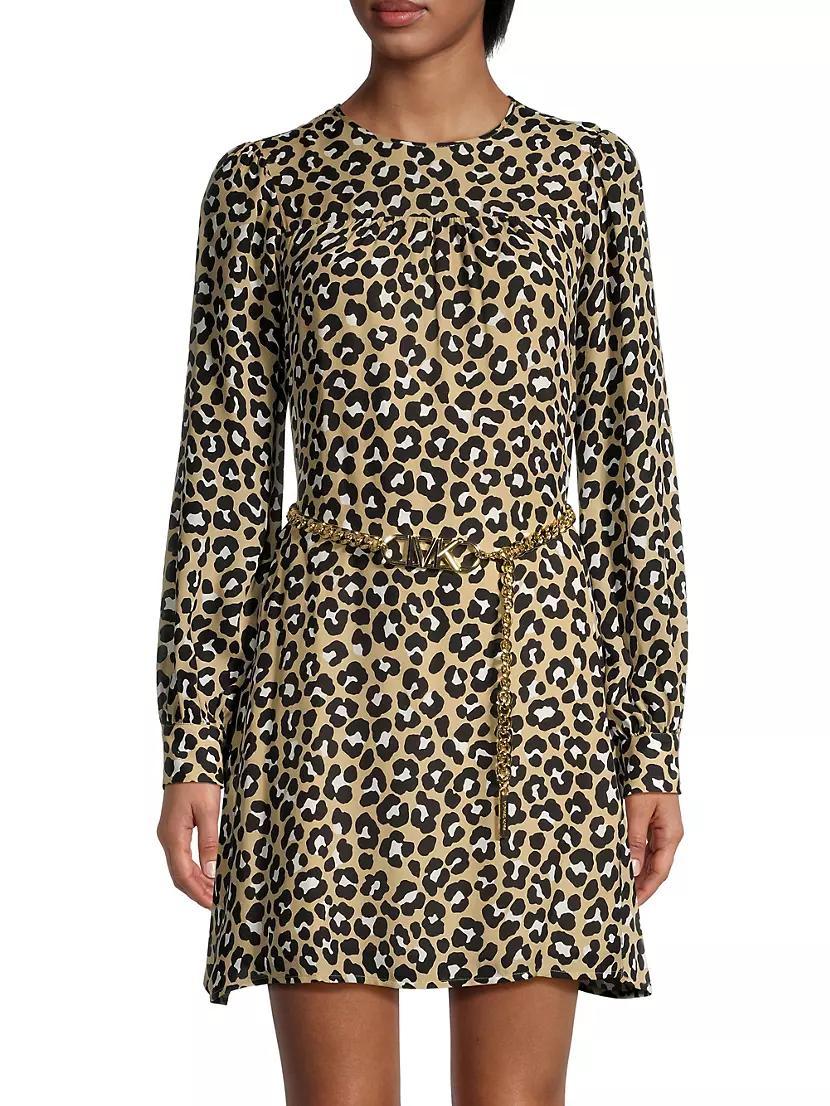 Leopard Belted Minidress Product Image