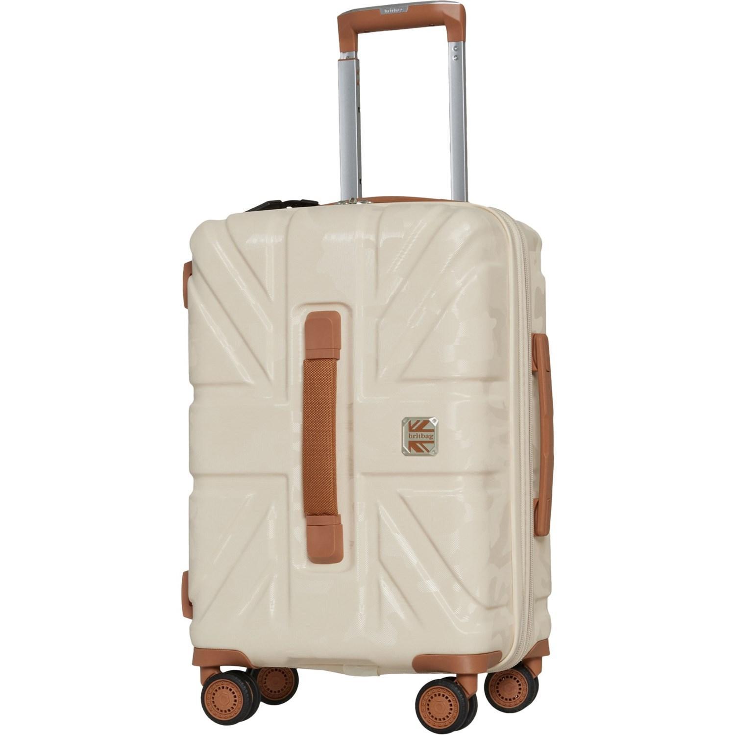 BritBag 22” Okavango Carry-On Spinner Suitcase - Hardside, Expandable, White Cap Grey-Almond Trim Product Image