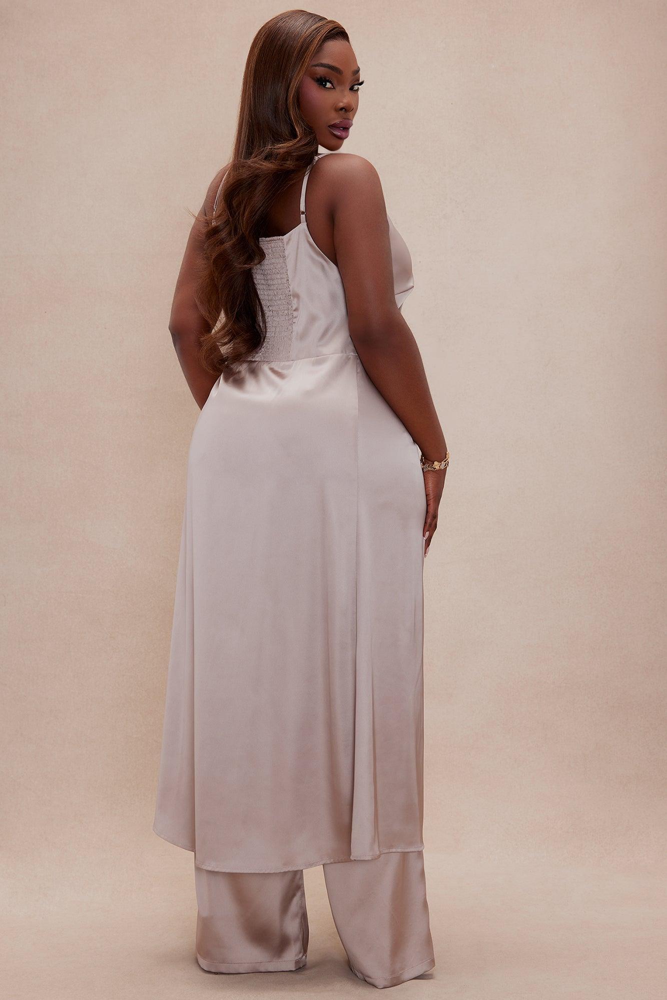 Genesis Flyaway Satin Pant Set - Taupe Product Image