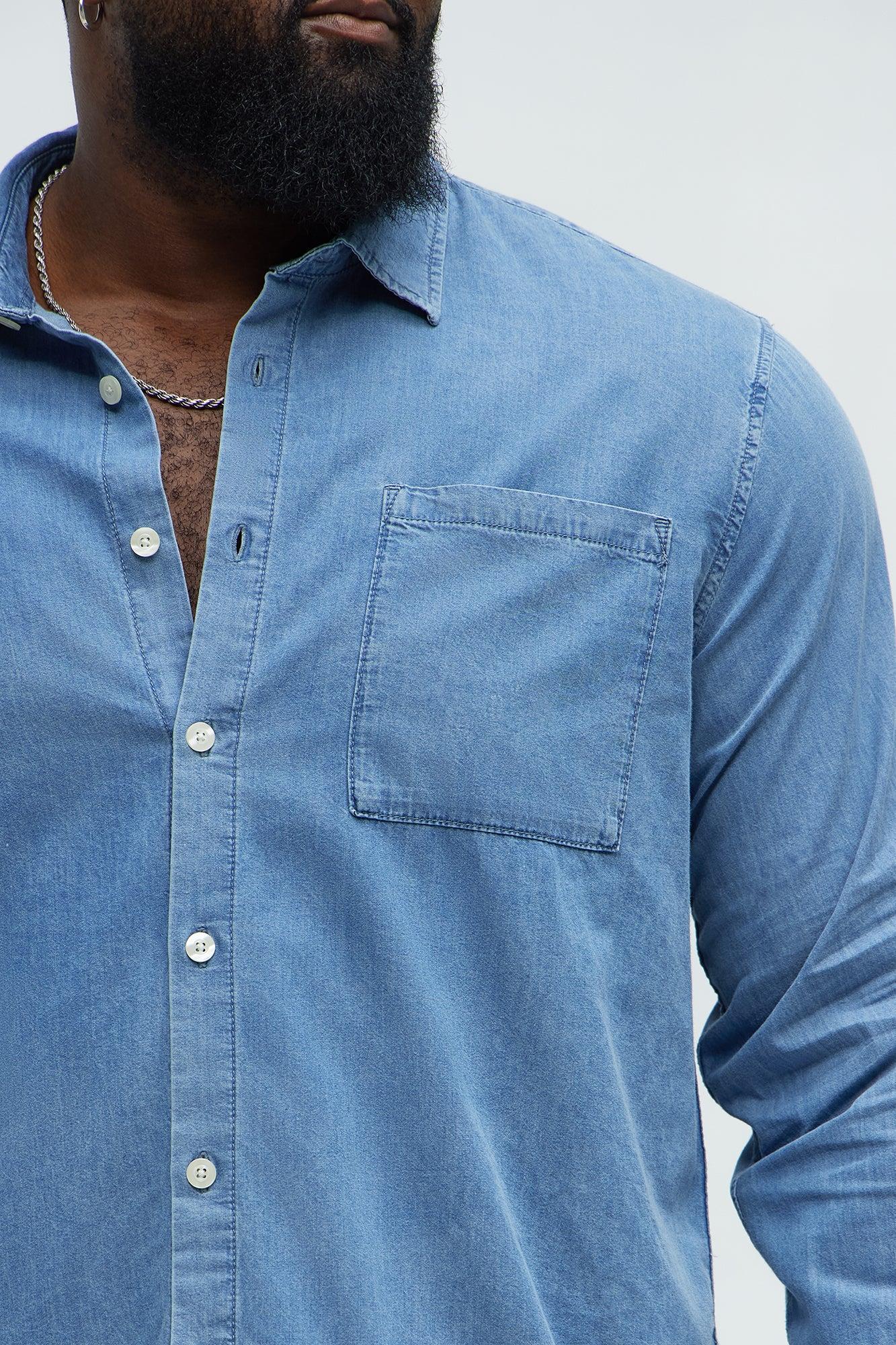 Chambray Long Sleeve Shirt - Medium Wash Product Image