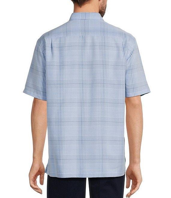 Roundtree & Yorke Short Sleeve Jacquard Plaid Sport Shirt Product Image