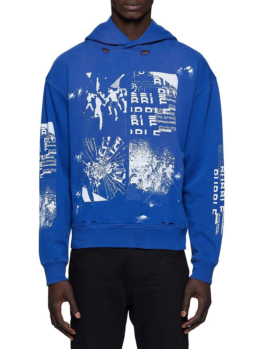 Mens Distressed French Terry Hoodie Product Image