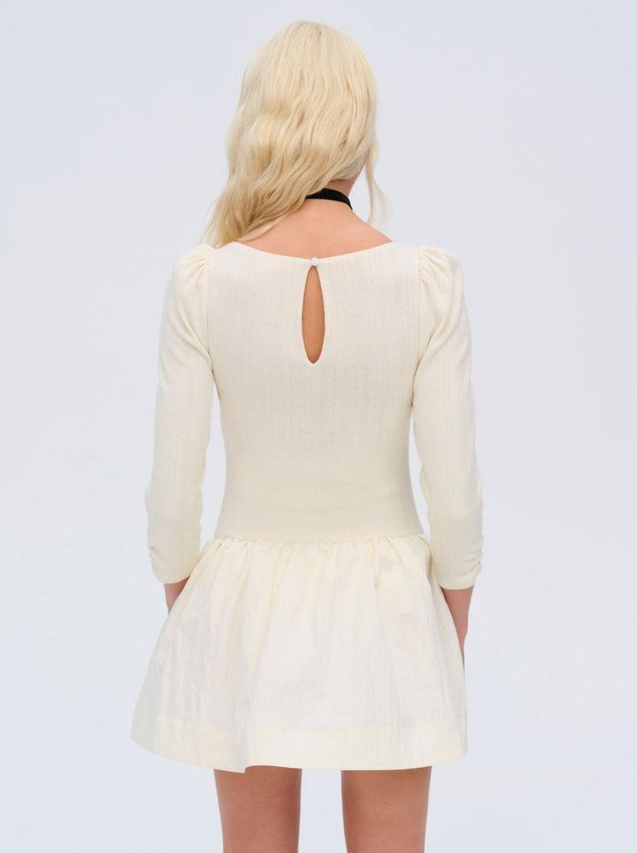 Aliyah Pointelle Mini Dress — Ivory Product Image