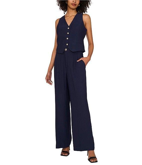 1. STATE Rumple Button Front V-Neck Coordinating Sleeveless Vest Product Image