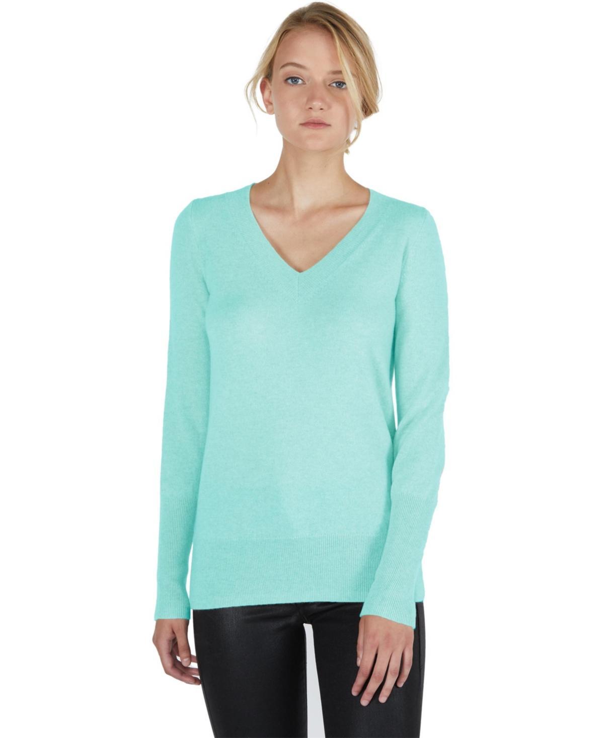 Jennie Liu Womens 100% Pure Cashmere Long Sleeve Ava V Neck Pullover Sweater (1571 X-Large ) - Orchid Product Image