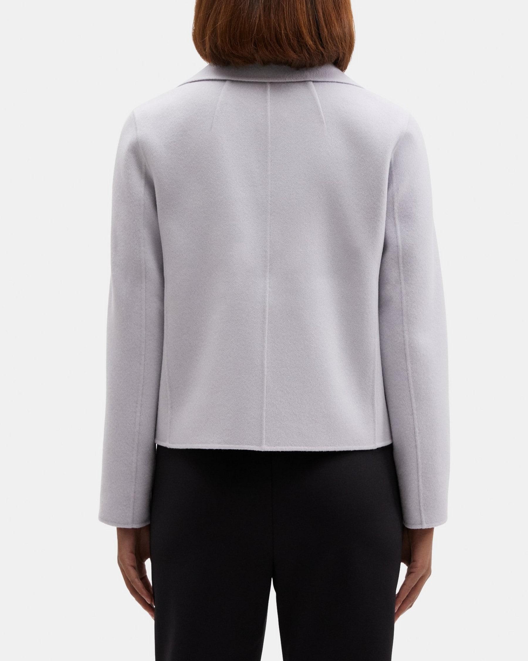 Cropped Open Front Jacket in Double-Face Wool-Cashmere Product Image