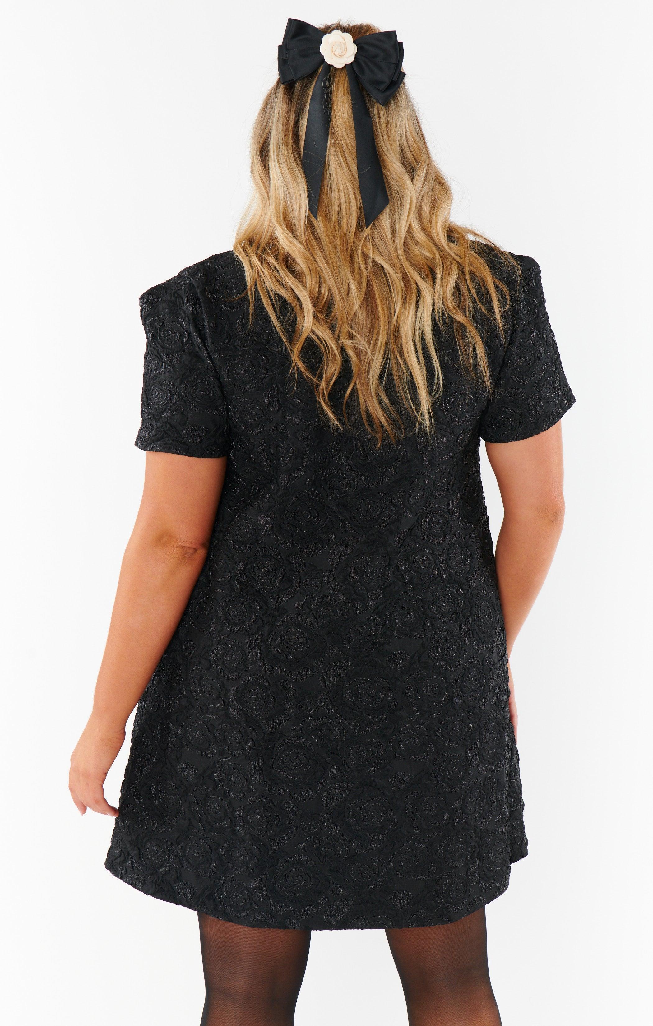 Jeannette Dress ~ Black Blooms Jacquard Product Image