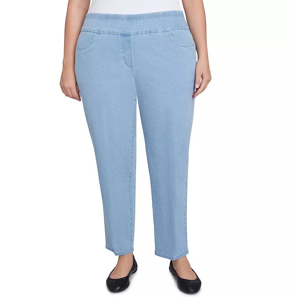 Plus Size Alfred Dunner Classics Pull-On Straight-Leg Denim Pants, Women's, Size: 24 W, Light Blue Product Image