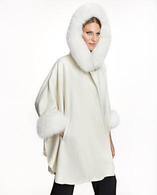 Alpaca Blend Cape With Fox Trim Product Image