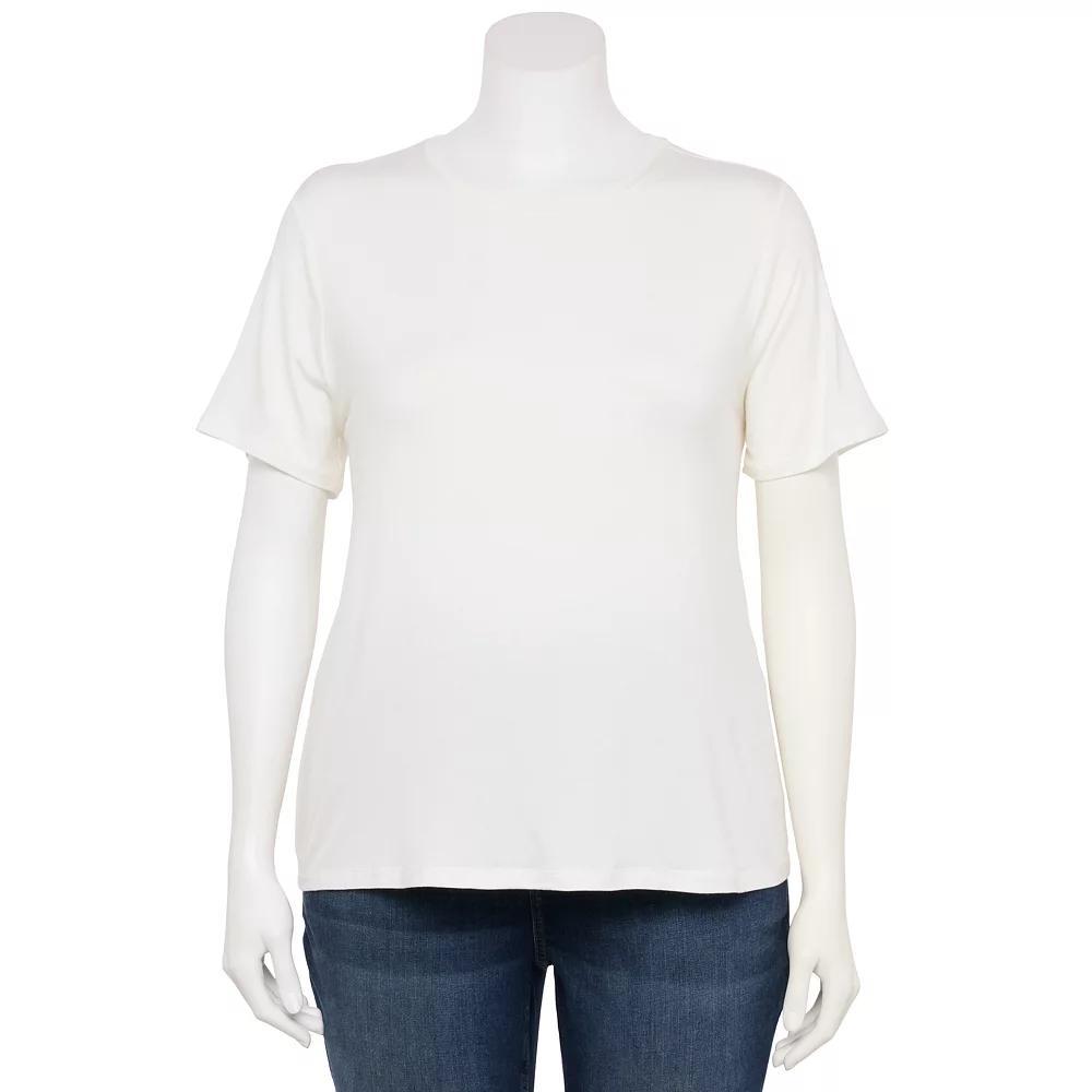 Plus Size Nine West Essential Crewneck Tee, Women's, Size: 0X, White Knight Product Image