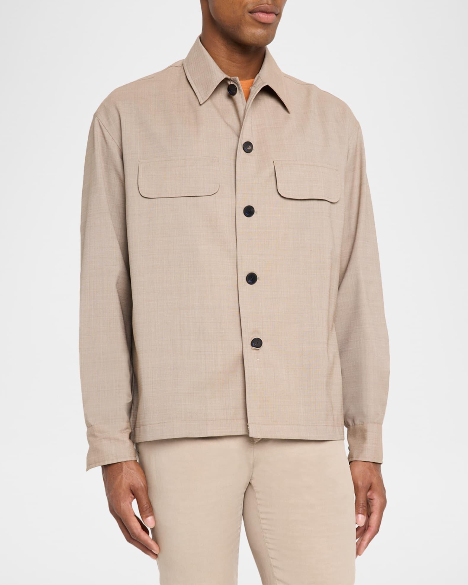 Men's Wool Sharkskin Flap-Pocket Overshirt Product Image