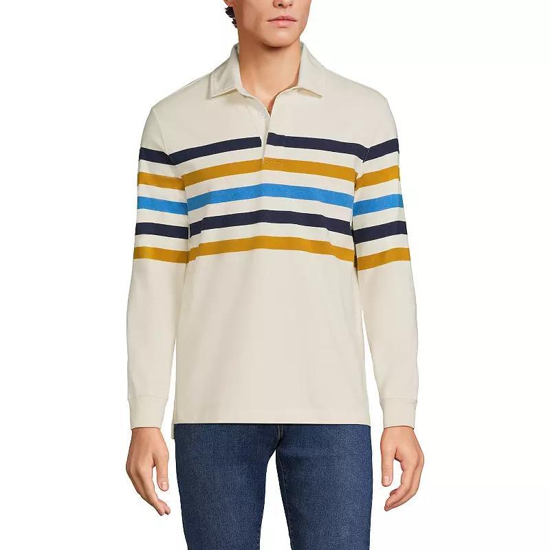 Men's Lands' End Striped Rugby Shirt, Size: Medium, Navy Blue Stripe Product Image