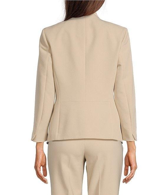 Anne Klein Stretch Zip Pocket Collarless Wrist Length Sleeve Blazer Jacket Product Image